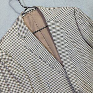 Emernegildo Zega Sports Coat Men's 58L Brown Blue Wool Check Mila Made In Italy